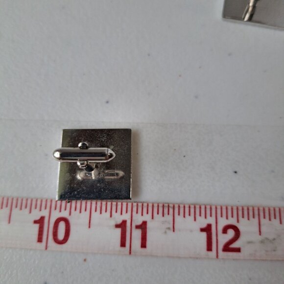 VTG Swank Silver-Tone Square Cufflinks Abstract Silhouettes 1" Men Formal Career - Picture 5 of 6